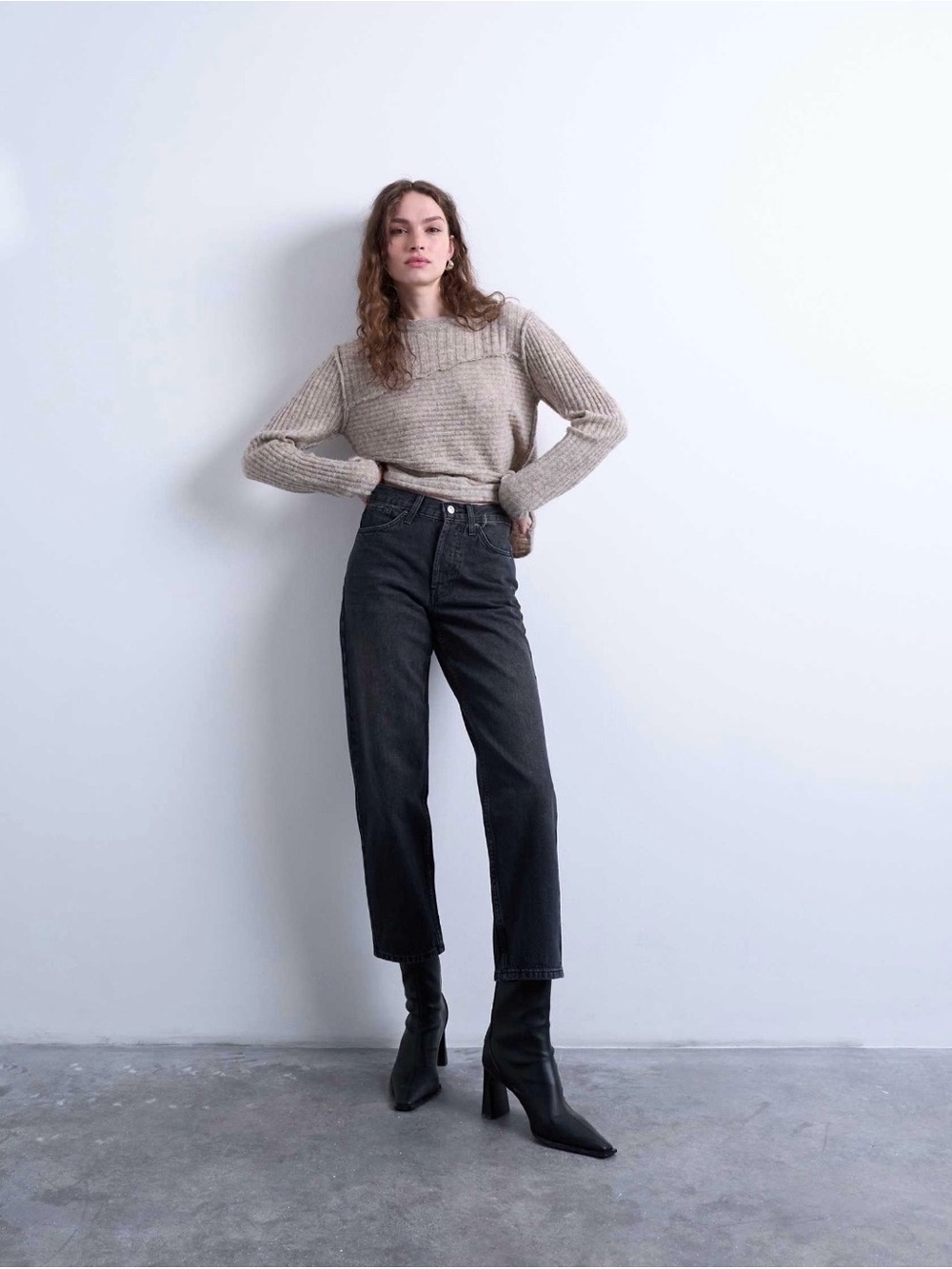 ASOS TopShop Cropped Straight-leg High-rise Jeans in Black Size 26